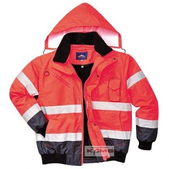 C465 Dwukolorowa całoroczna kurtka ostrzegawcza 3w1 - EN471 - 3 kolory - XS-4XL.