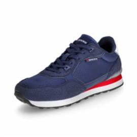 RUNNER MESH NAVY - Półbuty lekkie rekreacyjne sportowy wygląd oddychający materiał tekstylny podeszwa amortyzująca pianka EVA TPR - 40-42