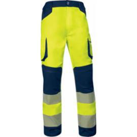 Spodnie do pasa ostrzegawcze kieszenie stretch taśmy odblaski żółte pomarańczowe - M2PA3STRHV - S-3XL