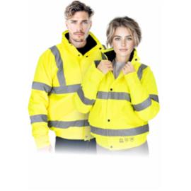 Kurtka ochronna ocieplana kaptur stały pasy odblaskowe wodoodporna plamoodporna dwustronny zamek błyskawiczny stójka 100% poliester FULSON - 2XS-8XL