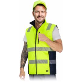 Męski bezrękawnik ochronny ocieplany tkanina rip-stop Oxford 300D powlekana poliuretanem podszewka poliestrowa żółto-granatowy LH-LASER - M-3XL 