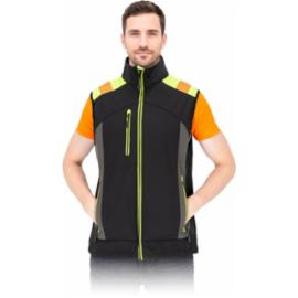 Bezrękawnik ochronny męski stójka polar zamek SOFTSHELL chroni przed deszczem oddychający rip-stop czarno-żółty LH-SHERO-V - M-3XL