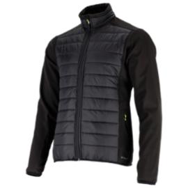 Bluza softshell męska odzież hybrydowa termoizolacja stójka elementy kontrastowe zamek strunowy kryty wydłużany tył czarna AUGUST M - S-3XL