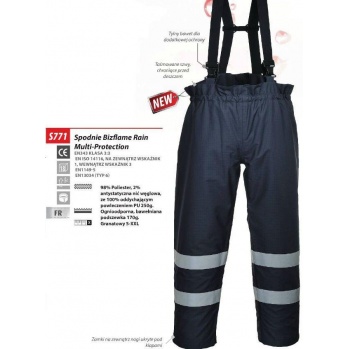 S771 - SPODNIE OCHRONNE OGNIOODPORNE NA SZELKACH, NIEOCIEPLANE BizFlame Rain Multi-Protection - S-2XL.