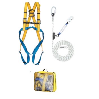 BASIC PRO5 5M - ZESTAW BASIC - szelki bezpieczeństwa P 30, samozaciskowe z mikroamortyzatorem LINOSTOP II+ lina 5m + AZ 011 i AZ002, torba - M-XL, 2XL.