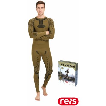 Bielizna termoaktywna męska zestaw koszulka długi rękaw kalesony dzianina elastan oliwkowo-czarny czarno-brązowy US-VERRAN - S-M-2XL-3XL