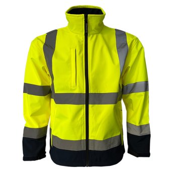 Bluza Softshell pasy odblaskowe na rękawie zapięcie zamek rękaw rzep kieszeń zamek polar wewnątrz SNOW THUNDER ŻÓŁTY S-3XL