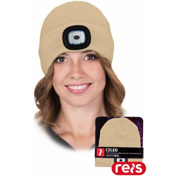 Czapka zimowa ocieplana ochronna z latarką LED, 100% przędza akrylowa CZLED - UNI