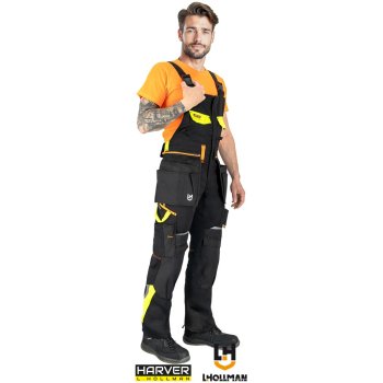 HARVERCOOL-B - Spodnie ochronne ogrodniczki męskie wiele kieszeni kieszenie na nakolanniku wzmocnienia Oxford 100% poliester odporne na przetarcia odblaski 65% poliester 35% bawełna 290 g/m² - 46-62