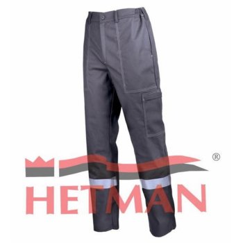 HETMAN PETROL spodnie spawacza do pasa trudnopalne 99% bawełna 1% carbon 350g/m² z taśmą odblaskową antyelektrostatyczne polskie - 10 rozmiarów