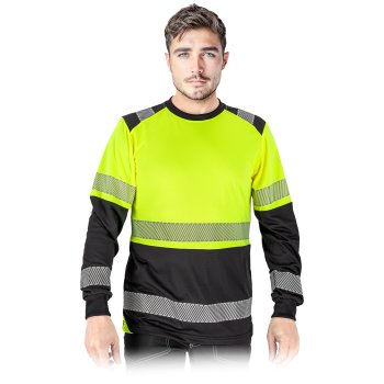 IGUANA-LS - Koszulka ostrzegawcza z siateczki męska długi rękaw zakończony ściągaczami poliester 100% 130 g/m² - S-3XL