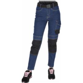 JEANS-L777 - Elastyczne spodnie ochronne do pasa damskie zapięcie guzik zamek błyskawiczny 6 kieszeni tkanina jeansowa 78% bawełna, 20% poliester 2% elastan 330 g/m2 - 36-50