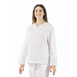 K8RD - Bluza piekarska piekarza bluza gastronomiczna biała unisex długi rękaw poliester 65% bawełna 35% 195g/m - S-3XL
