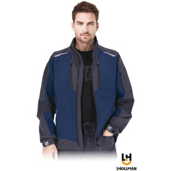 Kurtka ochronna męska odblaski stójka ocieplona polarem rip-stop 4 cztero kierunkowy stretch elastan zamek rękaw ściągacz rzepy wiele kieszeni LH-LORENZ-J - M-3XL