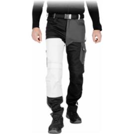 LH-ZEBRA - Męskie spodnie ochronne do pasa 9 kieszeni również na wkładki nakolannikowe wkładane od góry zapięcie na rzep uchwut na młotek lewa nogawka odblaskowe elementy - 46-62