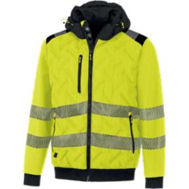 KURTKA OCIEPLANA OSTRZEGAWCZA PUCHOWA PIKOWANA WODOODPORNA MEMBRANA TPU ODDYCHAJĄCA KAPTUR RĘKAWY POLAR SOFTSHELL LUTONHV - S-3XL
