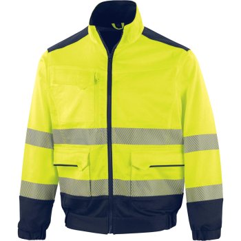 Kurtka ostrzegawcza kieszenie stretch taśmy odblaski żółta pomarańczowa - M2VE3STRHV - S-3XL