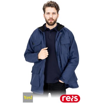 Męska kurtka ochronna męska zamek rzep napy stójka kaptur chowany ocieplana tkanina Oxford 200D powlekana poliuretanem podszewka polar coral granatowy YES-WIN-LJ - M-3XL 