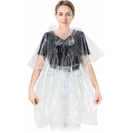 PONCHO-MIDI - Peleryna przeciwdeszczowa typu Poncho 100% polietylen wymiary 100x90 cm grubość 0,025 mm zintegrowany kaptur zapewnia ochronę głow - UNI