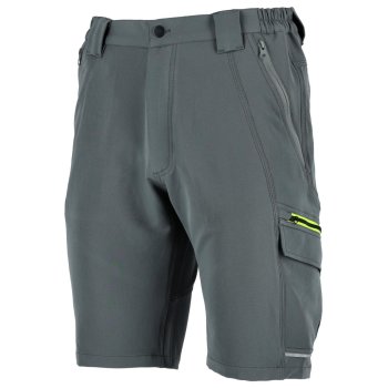 Szorty robocze lekkie wygodne elastyczne szare potrójne szwy materiał właściwości softshellu odblaski wiele funkcjonalnych kieszeni STALCO STINGER - S-4XL