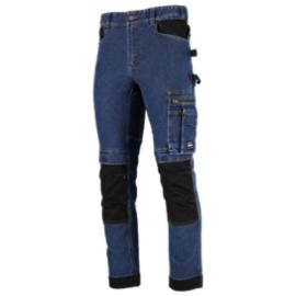 Spodnie robocze jeansowe do pasa klasyczny krój odblask3M Scotch lite elastyczny pas Stretch Bełt JEAN Granatowy STALCO PERFECT