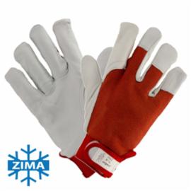 URG-1222 OCIEPLANE CZERWONE - Rękawice ocieplane kozia skóra wierzch rękawicy elastyczna i przewiewna tkanina zakończone ściągaczem z zapięciem na rzep - 9-10