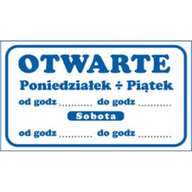 ZZ-71 - Znak Otwarte poniedziałek-piątek - 150X205